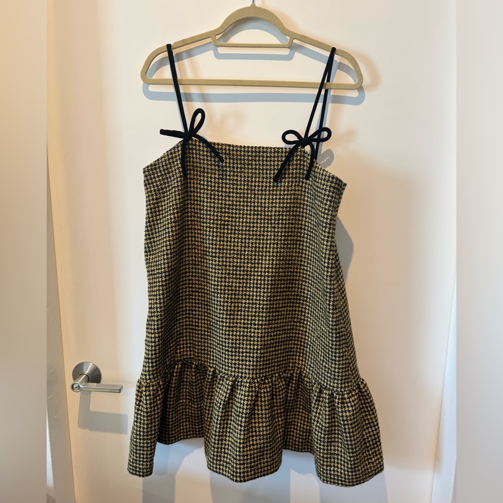 GANNI Woollen Check mini dress, size 40